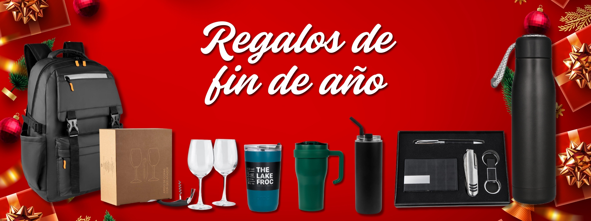Banner de artículos promocionales de navidad